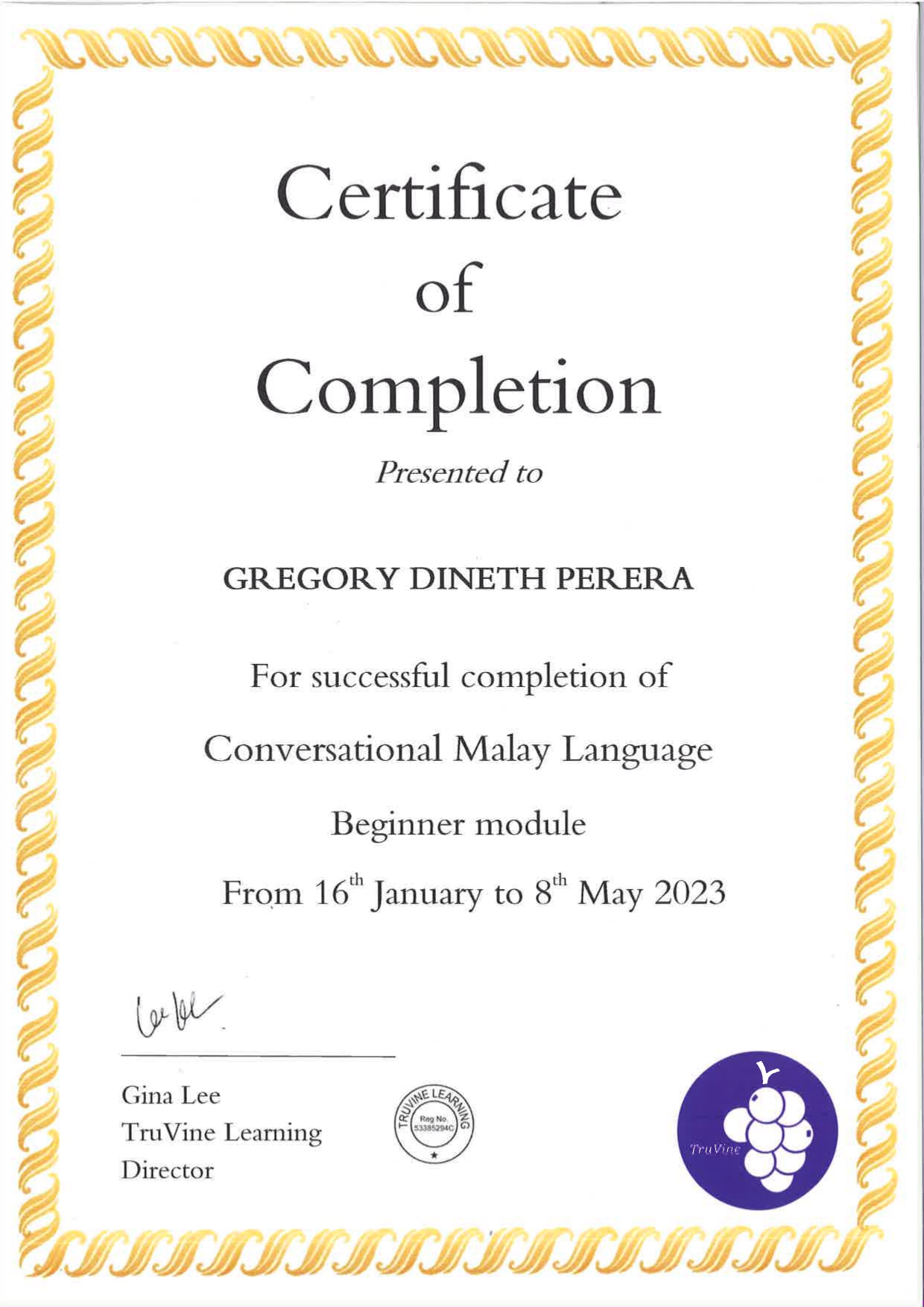 Awards Certificate
